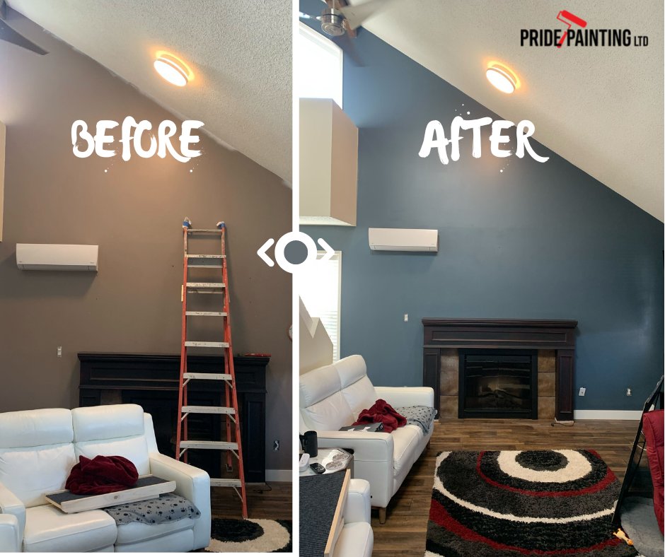 pridepainting's tweet photo. Transform your living room into a cool and refreshing space with a fresh coat of paint! Our professional painting service can help you choose the perfect color scheme to match your style and personality.  #PridePainting #Interior #before-and-after-interior #Victoria #Nanaimo https://t.co/Hyorqon8U7