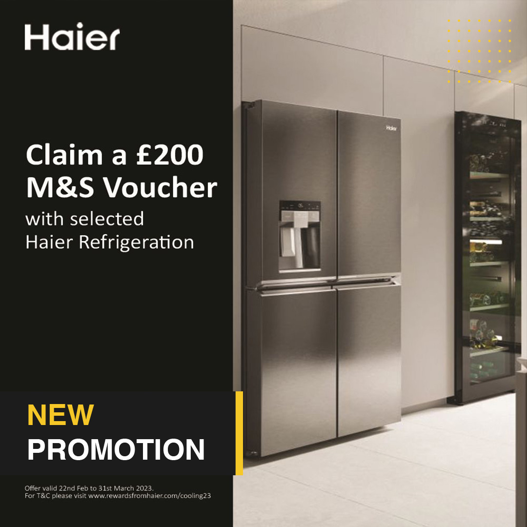 📣New Promotion!📣

Claim a £200 M&amp;S voucher when you purchase selected Haier appliances. This offer is valid until 31.03.2023. Terms and conditions apply.

👉Click the link to take a look: rdo.co.uk/offers/haier-c…