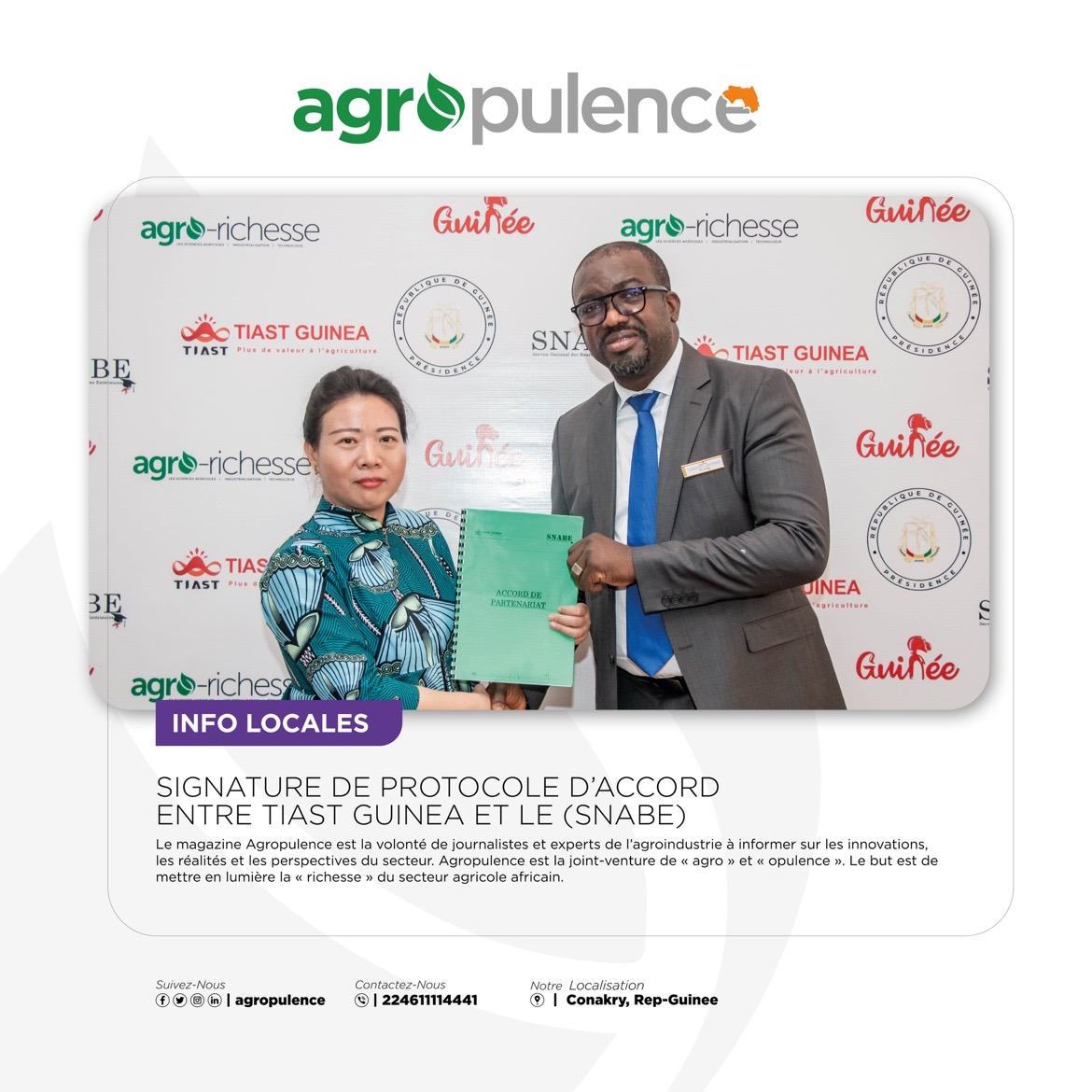 agropulence's tweet photo. #infoLocales
Retrouvez l'intégralité de cet article dans votre magazine.
A télécharger gratuitement ici : ⬇️
https://t.co/q43ucBlUys
☎️ (+224) 611 11 44 41
#agropulence #magazine https://t.co/W54L5IKJ6t