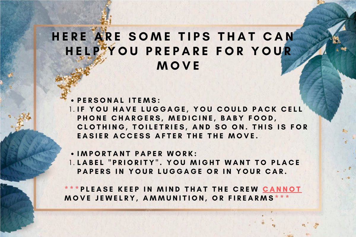 CoastMoving's tweet photo. Here are some helpful tips to make your move easier and less stressful on that day. If you need to relocate, please contact us for a FREE estimate! https://t.co/v2W9mUmMND
