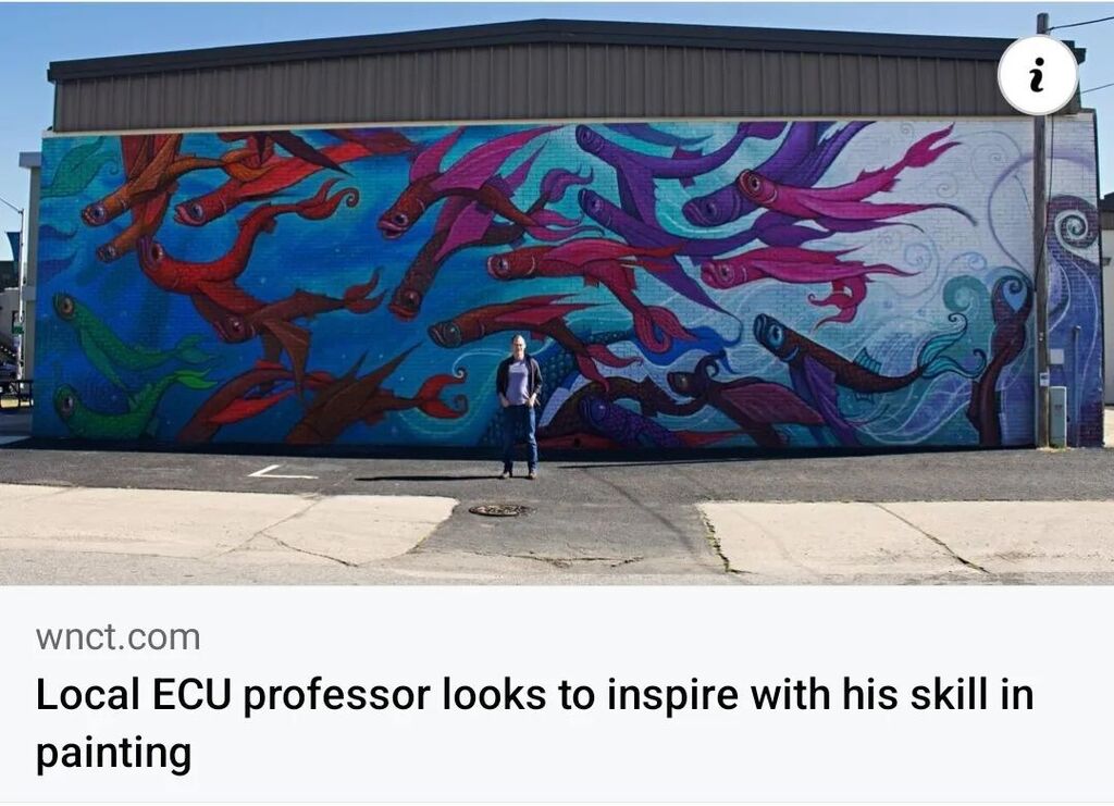 ecuartscomm's tweet photo. ✨️@ecusoad Prof Scott Eagle shares with @wnct9 about his expansive career and how he looks to inspire students through the medium of painting. 

Check out the full story 👇 https://t.co/avVG97dSCb

#ecusoad #ecuartscom #wnct9 #art #inspiration https://t.co/8MD2A41luX https://t.co/5bkOd60sEX