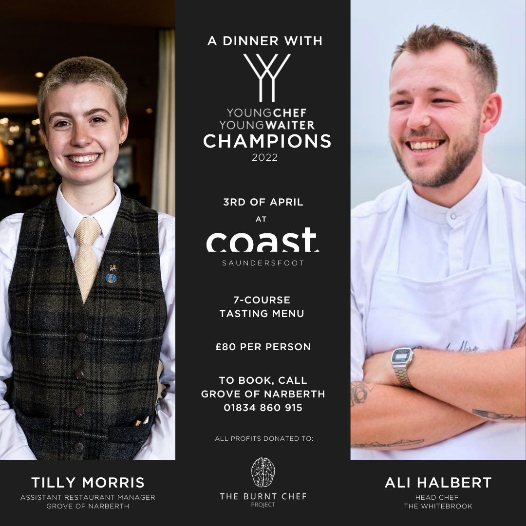 GroveNarberth's tweet image. Following their success at the Young Chef Young Waiter World finals in Monaco, our very own Tilly, and winning chef Ali Halbert, are hosting a charity pop-up evening showcasing the dishes that won them the world title at the end of last year.
To book, call: 01834 860915