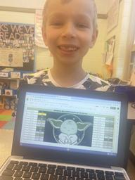 saminfirstgrade's tweet photo. This first grader loves multiplication! Everytime he gets an answer right, it completes part of the artwork! https://t.co/INCzBdBElQ