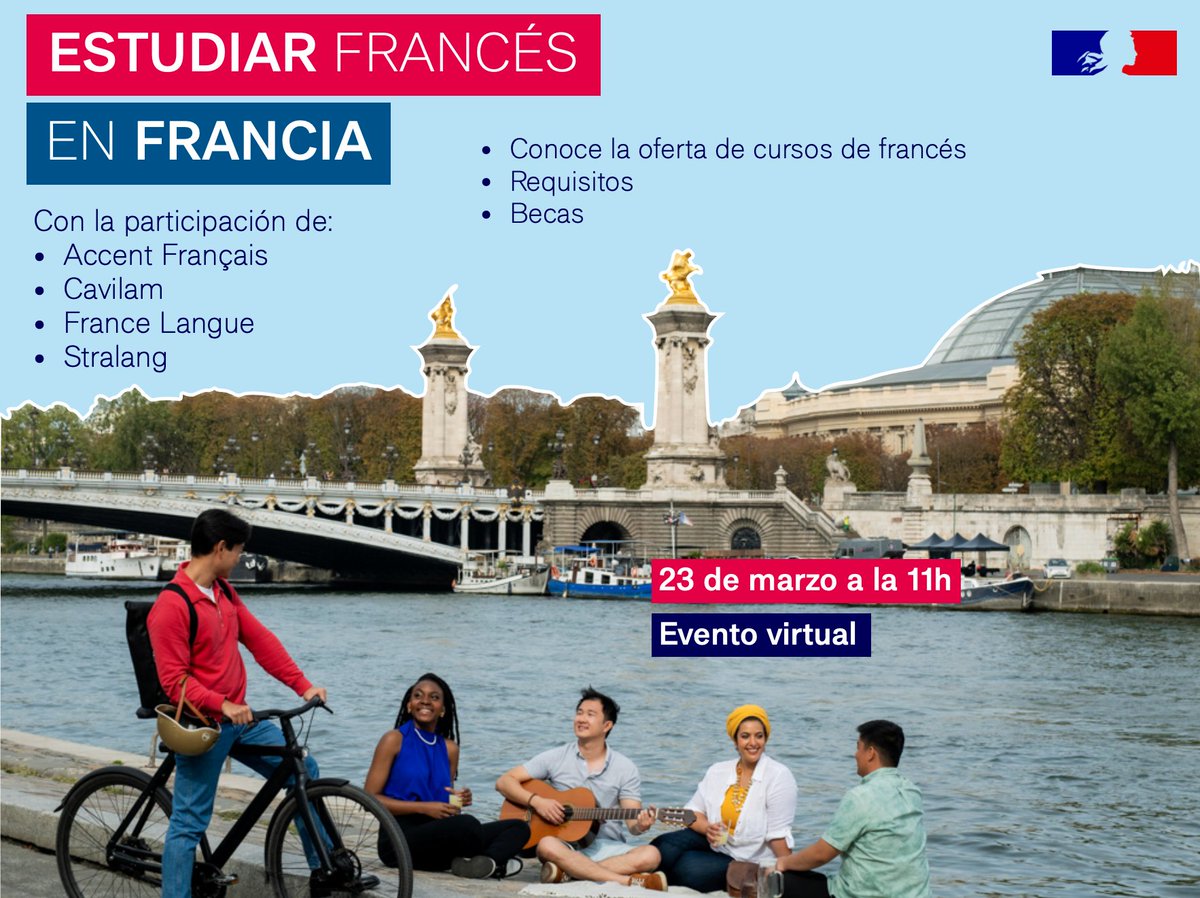 CampusFranceMex's tweet photo. 🇫🇷 ¡Asiste a nuestra conferencia virtual “Estudiar Francés en Francia” y obten las herramientas para realizar tu proyecto de estudios! https://t.co/fIjaopDVVb