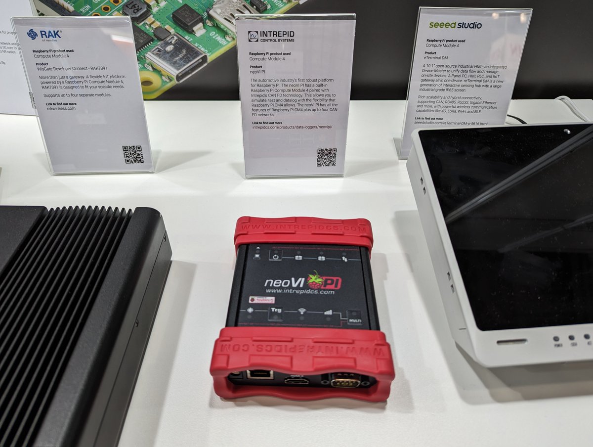 IntrepidControl's tweet image. 🛫 This week, our team headed out to #embeddedworld2023! While there, they got an opportunity to check out Raspberry Pi's booth and caught a glimpse of something familiar...👀🥧
A huge thank you to @Raspberry_Pi for showing off our neoVI PI product at their booth! The neoVI PI…
