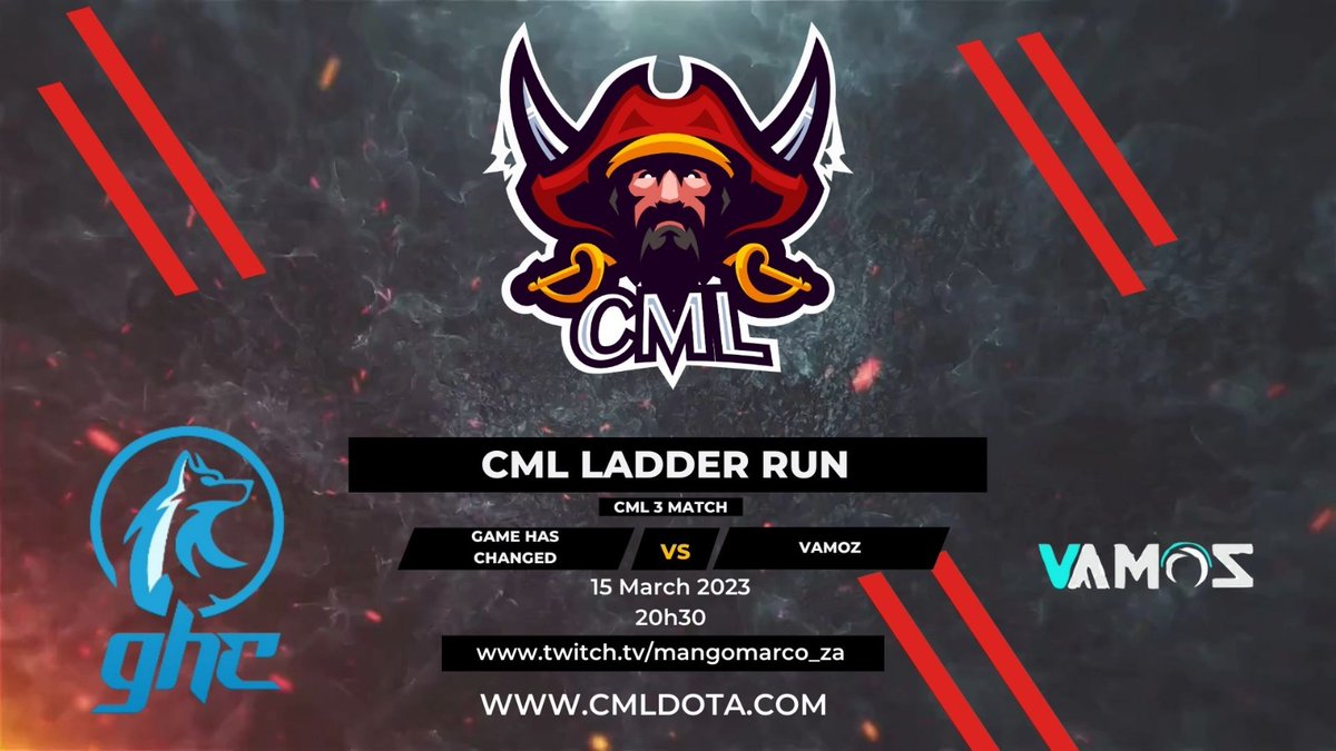 C_M_L_Dota2's tweet photo. CML Ladder Run games tonight. 

First up we have GHC vs Vamoz playing for the 3rd spot on the ladder. Will Vamoz be the new number 3 or will GHC defend their title? Catch it live on https://t.co/8yLvNFQHFf at 20:30

#dota2 #dota2league #captainsmodeleague #cmldota #eSports https://t.co/nCKIluyLzw