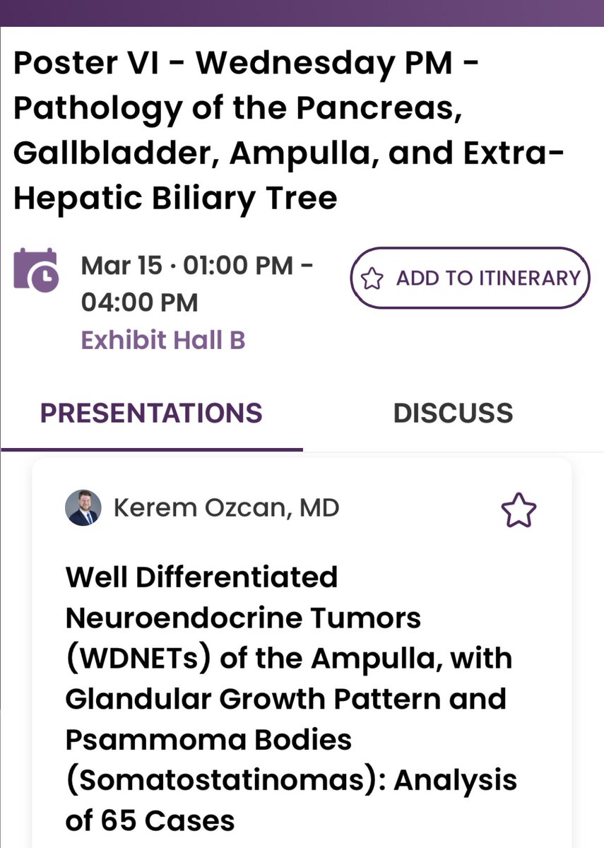 Samson W. Fine, MD (@rovingatuscap) on Twitter photo Wednesday PM Poster Board #115 #USCAP2023
Dr. Kerem Ozcan <a href="/MSKPathology/">MSK Department of Pathology & Laboratory Medicine</a> presents:
“Well Differentiated Neuroendocrine Tumors (WDNETs) of the Ampulla, with Glandular Growth Pattern and Psammoma Bodies (Somatostatinomas): Analysis of 65 Cases” #pbpath <a href="/pbpath/">Pancreatobiliary Pathology Society</a> Wednesday PM Poster Board #115 #USCAP2023
Dr. Kerem Ozcan <a href="/MSKPathology/">MSK Department of Pathology & Laboratory Medicine</a> presents:
“Well Differentiated Neuroendocrine Tumors (WDNETs) of the Ampulla, with Glandular Growth Pattern and Psammoma Bodies (Somatostatinomas): Analysis of 65 Cases” #pbpath <a href="/pbpath/">Pancreatobiliary Pathology Society</a>