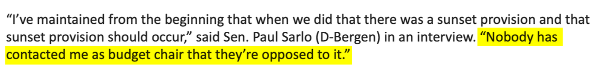ForTheManyNJ's tweet photo. Senate Budget Chair Paul Sarlo told @politiconj that nobody contacted his office in opposition to eliminating the Corporate Business Tax surcharge.

On January 20, we sent him a letter from 28 organizations and labor unions calling on lawmakers to extend the CBT surcharge. 🤔 https://t.co/hCD6iVeFCT