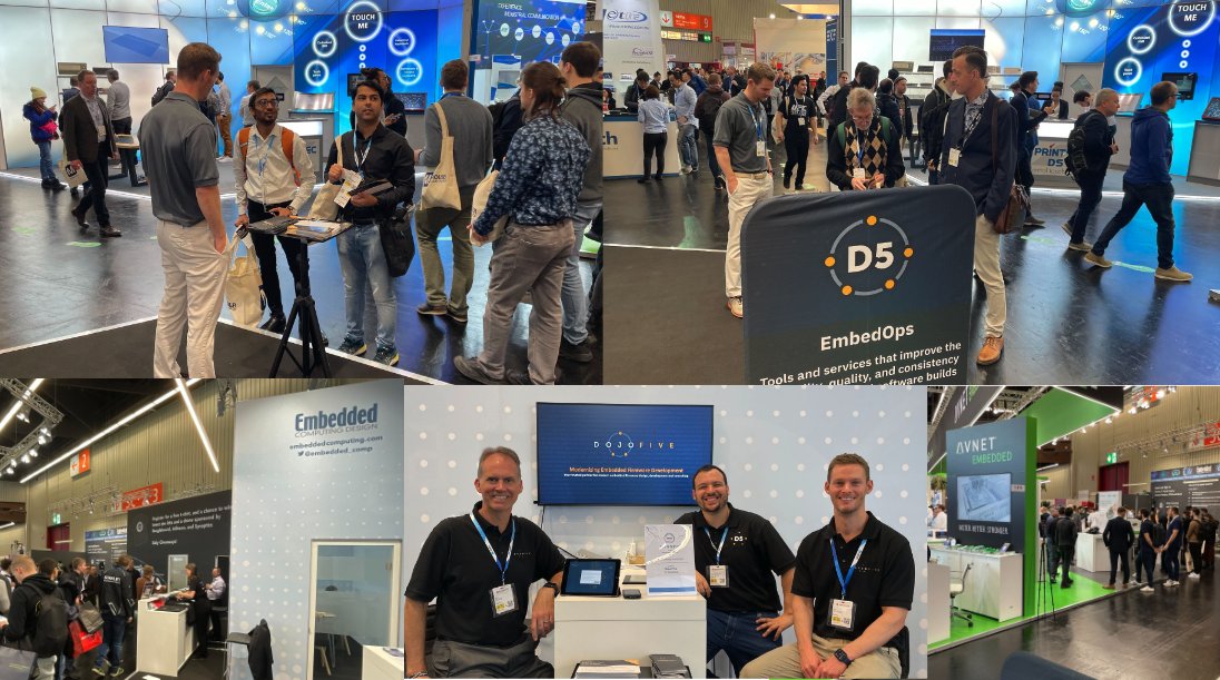 Dojo Five (@dojofive) on Twitter photo Enjoying our time in the Embedded Computing Design booth. Several customer meeting and many partner interactions. Looking forward to working more closely with <a href="/iarsystems/">IAR</a>, <a href="/github/">GitHub</a>, <a href="/Memfault/">Memfault</a>, <a href="/Azure/">Microsoft Azure</a> and <a href="/NordicTweets/">Nordic Semiconductor</a>. #ew23 #embeddedworld #embedded #embeddedsystems Enjoying our time in the Embedded Computing Design booth. Several customer meeting and many partner interactions. Looking forward to working more closely with <a href="/iarsystems/">IAR</a>, <a href="/github/">GitHub</a>, <a href="/Memfault/">Memfault</a>, <a href="/Azure/">Microsoft Azure</a> and <a href="/NordicTweets/">Nordic Semiconductor</a>. #ew23 #embeddedworld #embedded #embeddedsystems