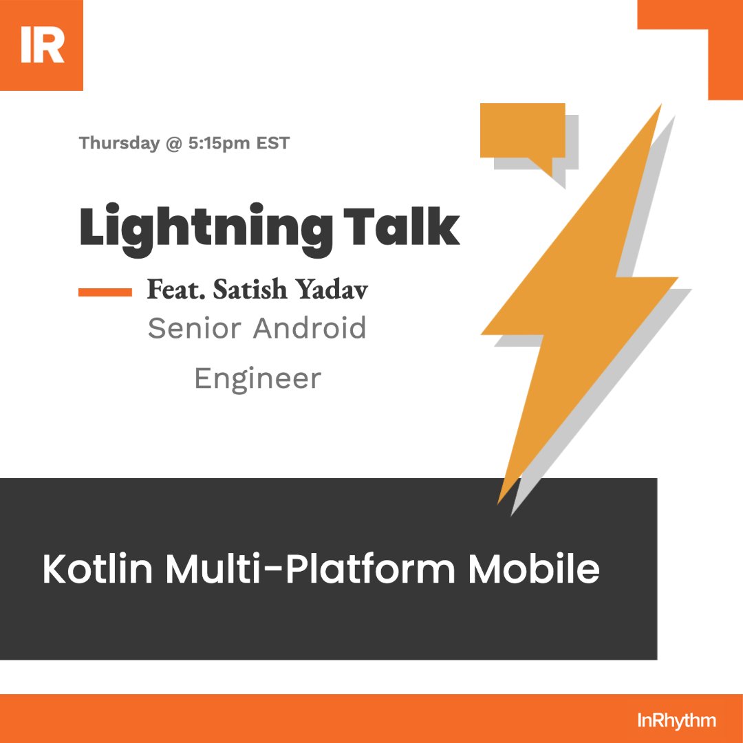 GetInRhythm's tweet image. Don't miss our #LightningTalk with Senior #androidengineer, Satish Yadav (@Android). Get ahead of the #kotlindevelopers curve with tips for its successful #contribution to the #mobiledevelopment community! Add this #networking session to your
calendar: lnkd.in/exujfiiY ⚡