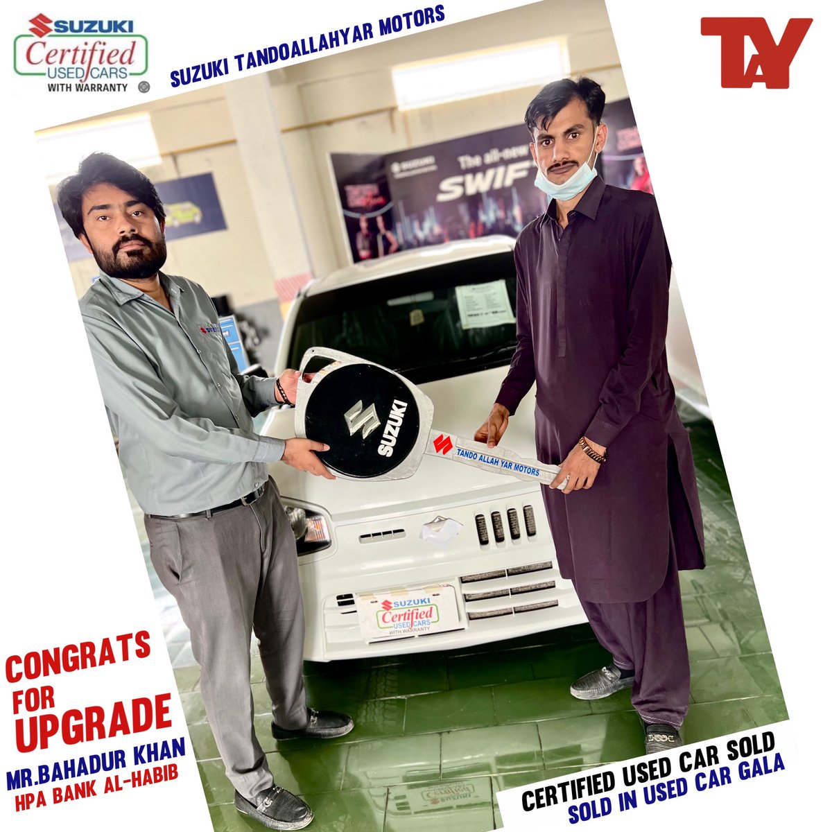Congratulations to Mr.Bahadur khan for certified used car with warranty #suzukitandoallahyarmotors #certifiedusedcars #suzukipakaitan