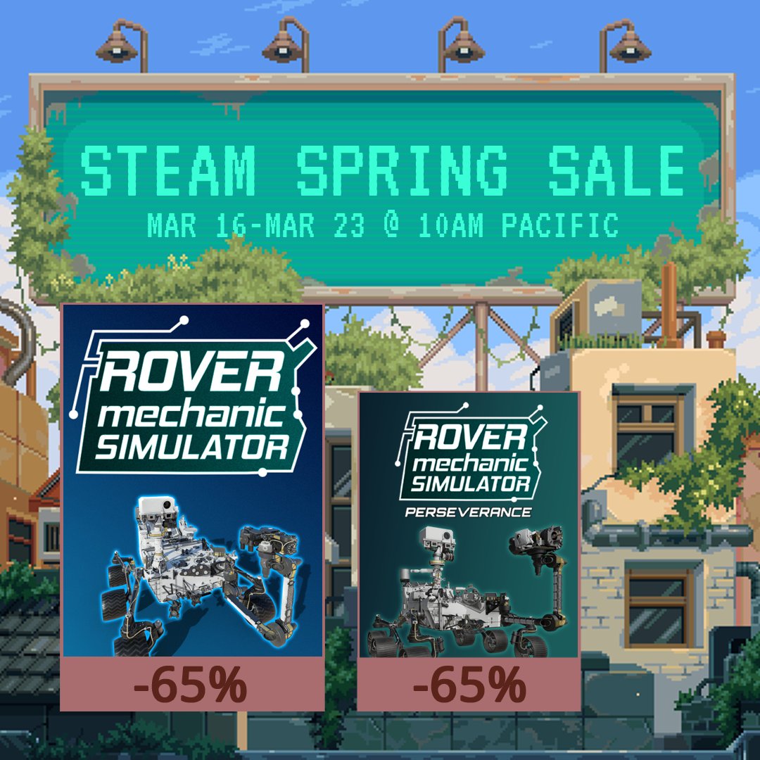 PyramidLab's tweet photo. Steam Spring Sale is here! 🌷
For the next week, #DinosaurFossilHunter and #RoverMechanicSimulator – along with all currently released DLCs for both titles – are available at discounts!
🦕 #Dinosaur Fossil Hunter: https://t.co/hVKPWwYrIM
🔧 RMS: https://t.co/LFmJoE1sAp
#indiedev https://t.co/aZxjYD6SSr
