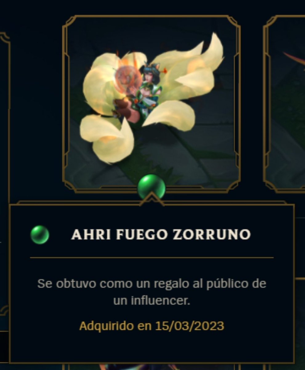 Se que ya lo he dicho en varías ocasiones, pero no saben lo feliz que me siento por obtener la skin de mi Main Ahri y su croma exclusivo. Muchas gracias de todo corazón <a href="/ChemicalQuarks/">Chemical Quarks Esports</a> <a href="/rodcigarroa/">Ro</a> 💚💚