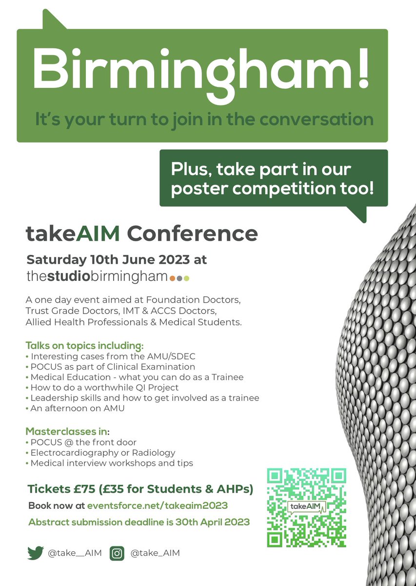 Join us at our National Conference and learn more about <a href="/acutemedicine/">SAM Online</a>, showcase your poster, get hands-on POCUS experience, refine your interview skills and much more 👉
🔗 eventsforce.net/takeaim2023 #medEd