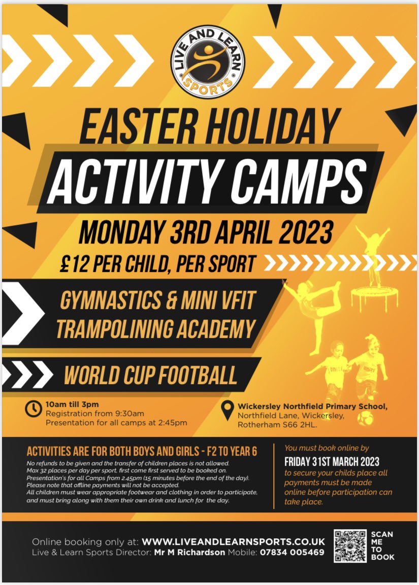 EASTER HOLIDAY CAMP 🐣 

We are ready and raring to go, for some half term fun this Easter. Why not come along for a fun filled day of football or gymnastics and bounce!

We cannot wait to see you all there 🐣 

#halfterm #easterfun #healthylifestyle