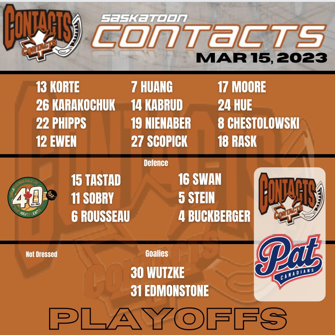 🔥LINE COMBINATION’S🔥
Let’s GO <a href="/saskcontacts/">Saskatoon Contacts</a>!!!! #playoffhockey <a href="/_Cooperators/">Co-operators</a>