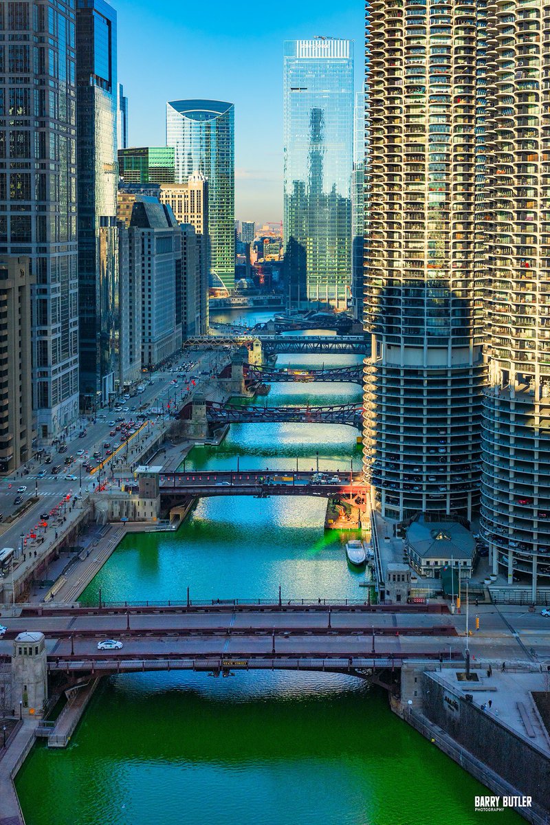Tis Still Green.   Wednesday along the Chicago River.  #StPatricksDay #chicago
