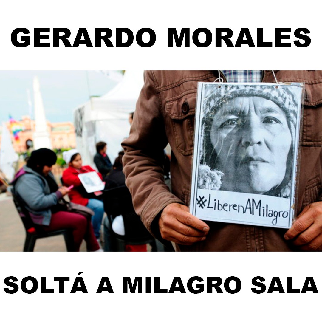 Gerardo Morales se candidatea oficialmente esta tarde con bombos y platillos mientras Milagro Sala sigue detenida injustamente
#LiberenAMilagro #GerardoPresidente #MilagroSala #PresaPolitica  #MoralesSoltaAMilagro