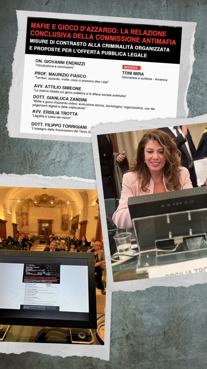 Nella bella cornice della Sala Capitolare abbiamo presentato la Relazione Conclusiva del IV Comitato della Commissione Antimafia cui ho contribuito occupandomi della diffusione della pratica del gioco d’azzardo fra i minori prospettando criticità e possibili strumenti di tutela.