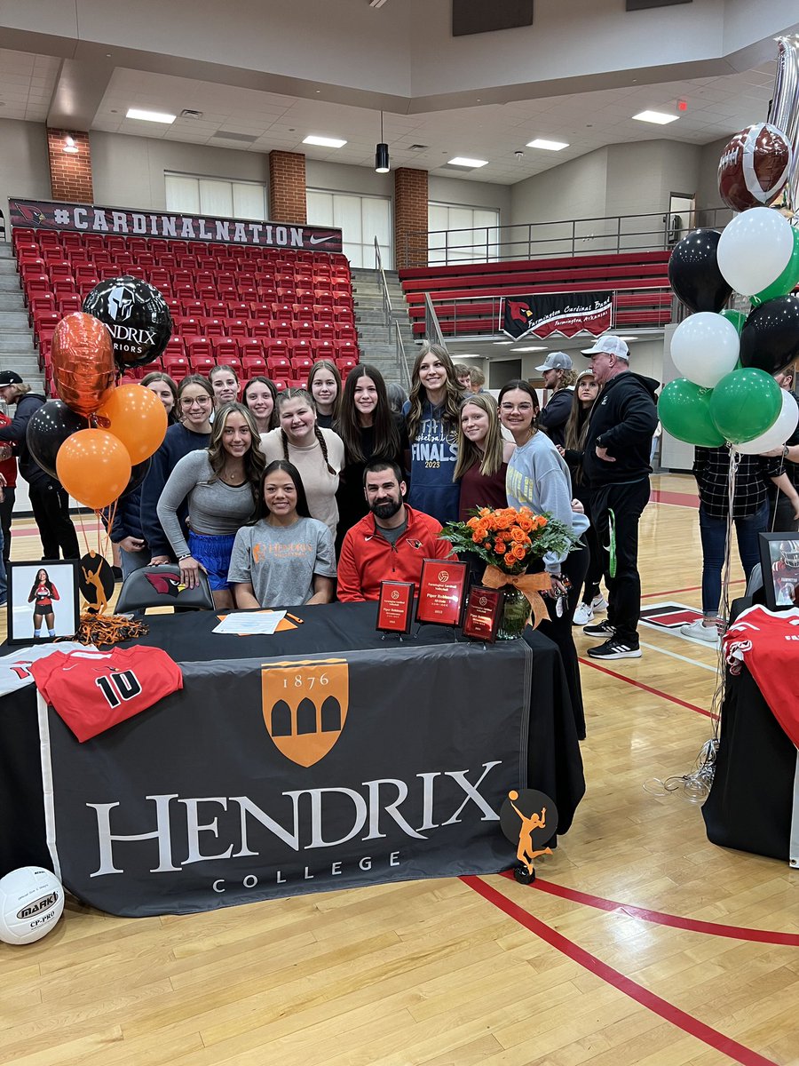 VBALLFarmington's tweet photo. Extremely proud of Piper Robinson getting to represent the Farmington Lady Cardinals Volleyball program as she signed her letter of intent to play at Hendrix College this next fall. She is a great young lady and has worked hard for this opportunity. Great job Piper! https://t.co/2zakPTSasp