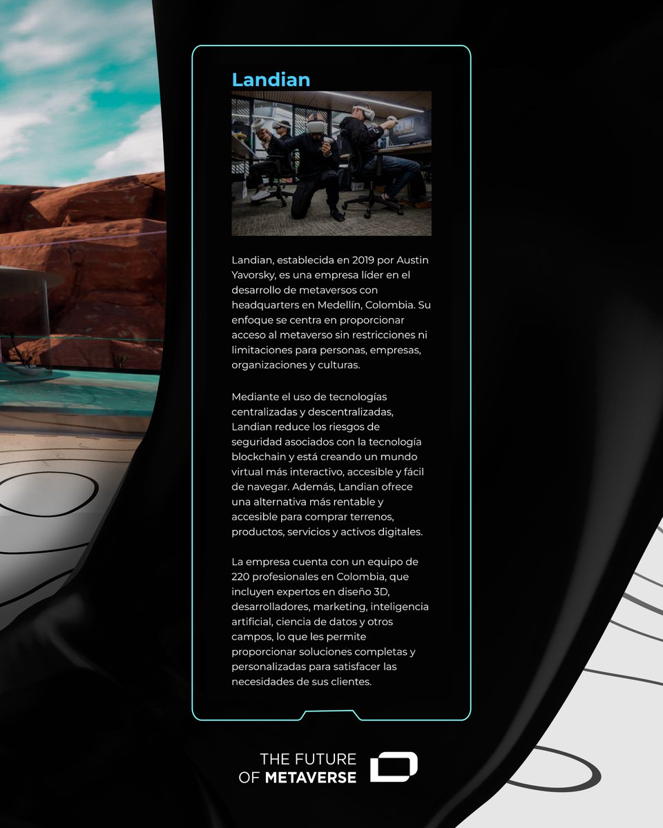 New recognition for Landian. <a href="/SocialGeek_Co/">Social Geek</a> selects us among the 15 best technology startups in Colombia, for our leadership in the development of metaverse.
#landian #metaverse #web3 #technology #socialmedia