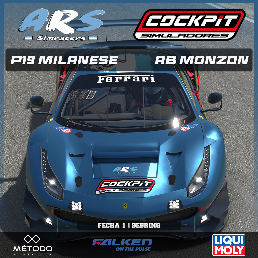 ARS Cockpit Simuladores (@arssimracer) on Twitter photo Buena fecha entre los torneos que venimos participando....
P7 para <a href="/fredessss/">fredes</a> y P10 para <a href="/danirossi48/">Daniel Rossi</a> en Spa en el torneo de <a href="/AutodromoV/">Autodromo Virtual</a> .
En el Campeonato de Velocidad, P19 para <a href="/Mauromilanese/">Mauro Milanese</a> y Ab para <a href="/monzonl/">Lucas Monzon</a>
#iracingofficial #iracing #gt3 #gt4 #endurance #race Buena fecha entre los torneos que venimos participando....
P7 para <a href="/fredessss/">fredes</a> y P10 para <a href="/danirossi48/">Daniel Rossi</a> en Spa en el torneo de <a href="/AutodromoV/">Autodromo Virtual</a> .
En el Campeonato de Velocidad, P19 para <a href="/Mauromilanese/">Mauro Milanese</a> y Ab para <a href="/monzonl/">Lucas Monzon</a>
#iracingofficial #iracing #gt3 #gt4 #endurance #race