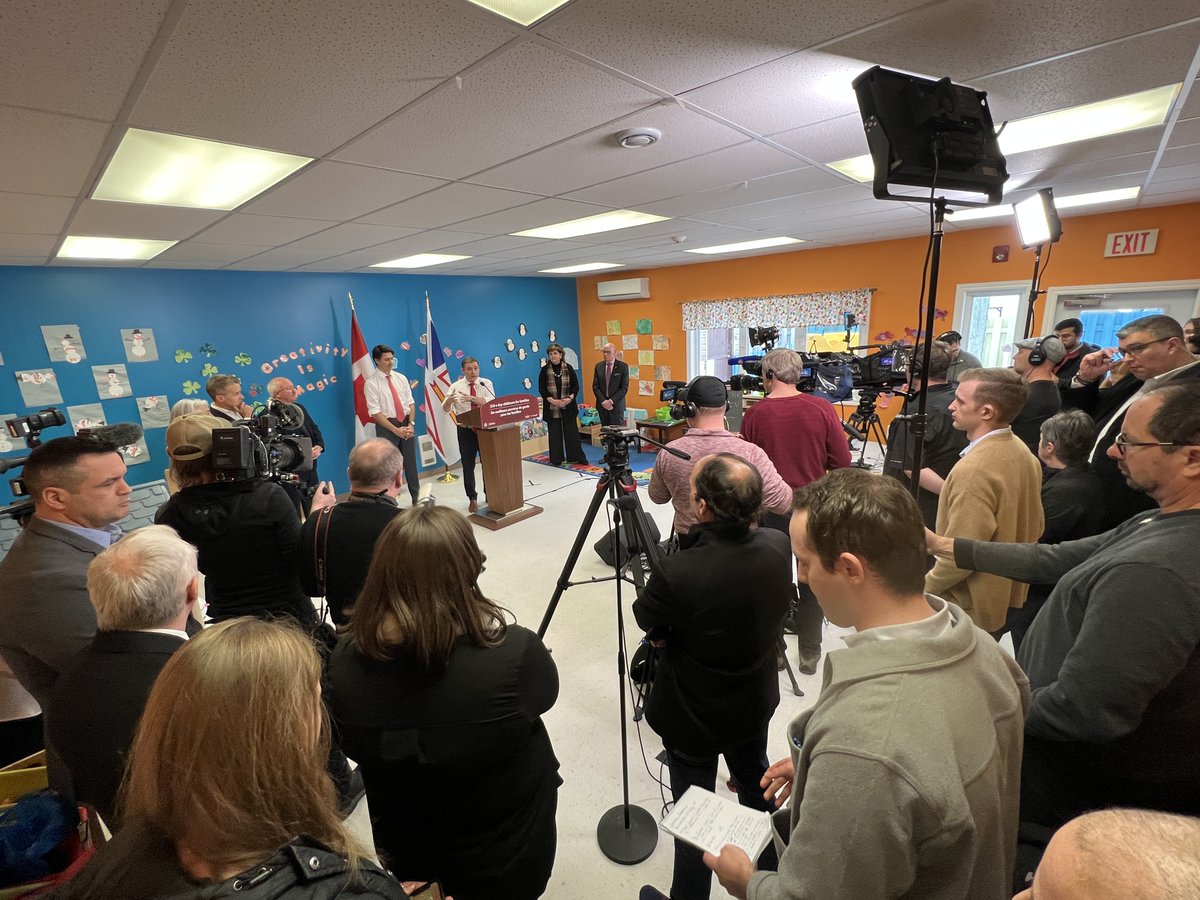 PremierofNL's tweet photo. Newfoundland and Labrador is proud to have $10/day child care thanks to PM @JustinTrudeau and our partnership with the federal government, three years ahead of schedule. Now we have affordability, so we are focused on accessibility - creating enough spaces to meet the demand. https://t.co/ihZak2tybo
