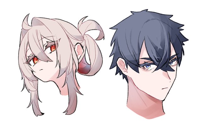 頭部モデルと自動陰影を参考にして描いたなるまに 