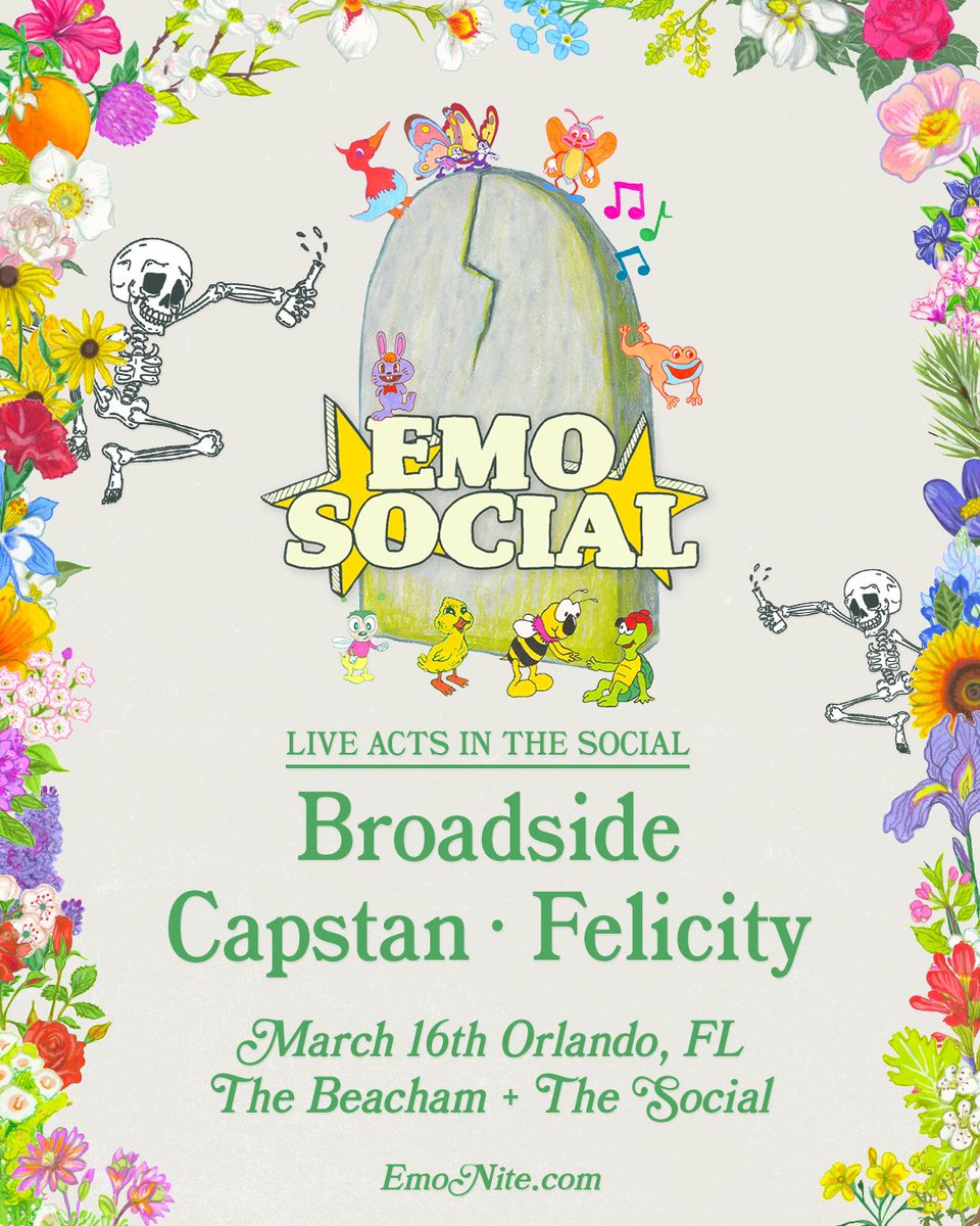 ckamrada's tweet photo. TOMORROW ☀️🤘🏻

Our collab event is back in Orlando featuring guests: 
• @DerekSanders of @MaydayParade 
• @Broadside_ 
• @CapstanBand 
• @WeAreFelicity 

#emonite x #emosocial https://t.co/jPDdOMMDaO