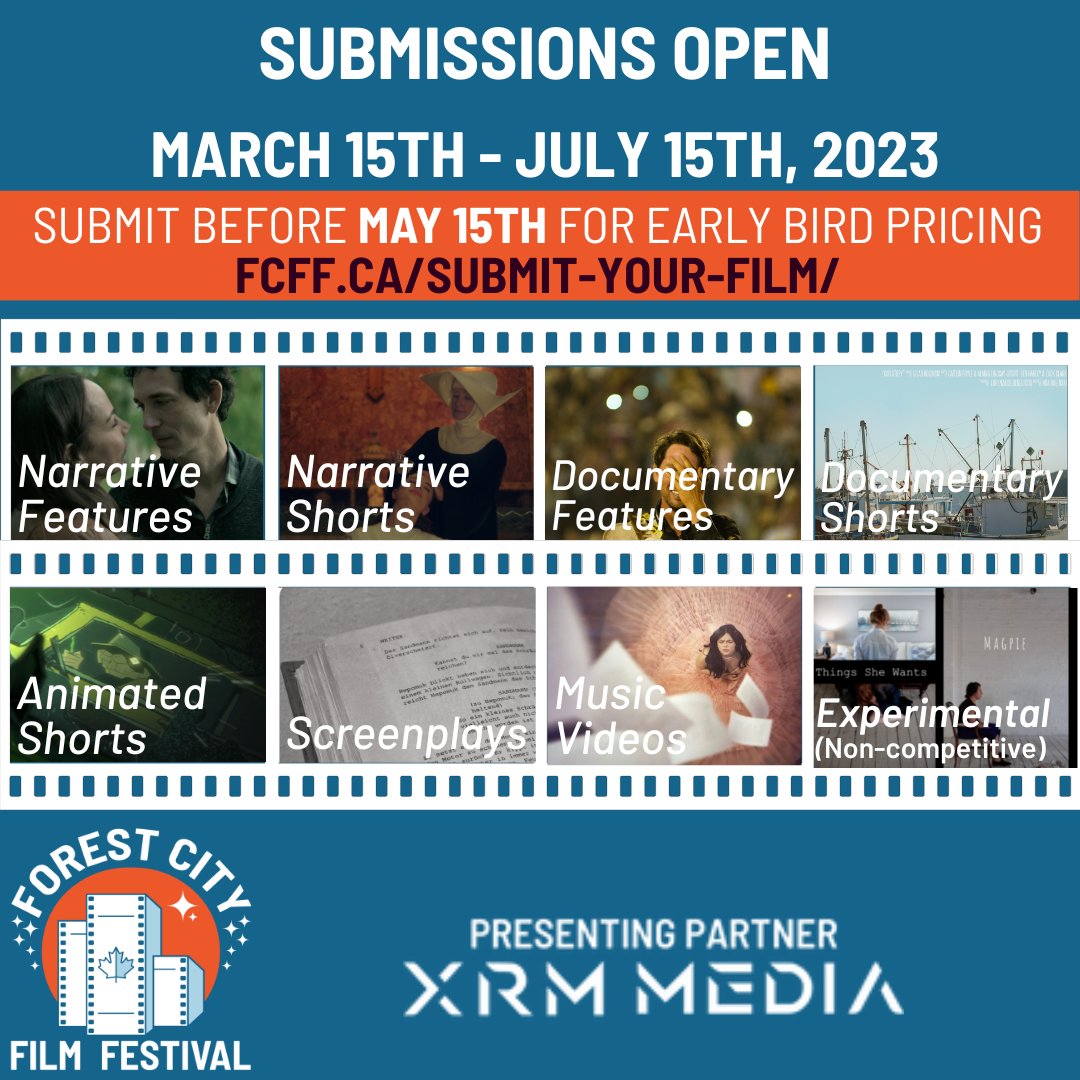 FCfilmfestival's tweet photo. It’s that time again, #SWOnt film professionals!
Submissions are open for #FCFF2023. We are seeking the best film productions with connections to our thriving region.
Go to https://t.co/Rnn6LBiTNh for more info.
#fcff #filmfestival #ontariofilm #canadianfilm #ldnont #swontfilm https://t.co/ONP0O1VzJH
