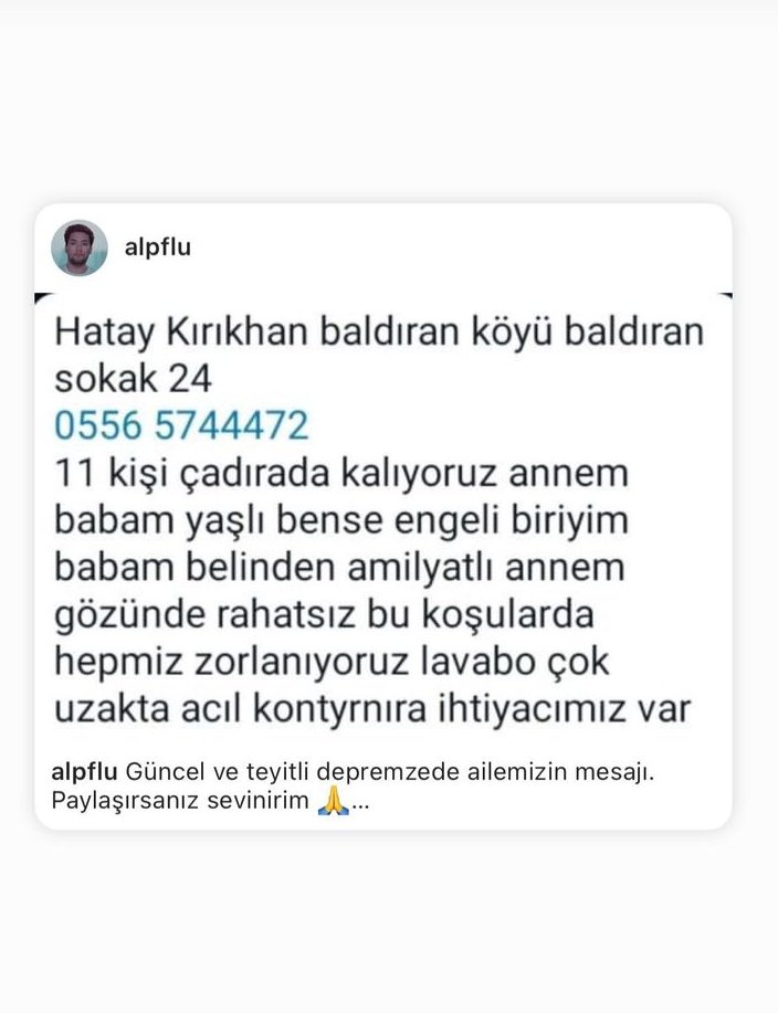 eladogan2837's tweet photo. #hatayyardimbekliyor
#hataydeprem
#AFADhatay
#halukleventahbap
@haluklevent 🙏🙏🙏
#depremzedelere 🙏🙏🙏🙏 https://t.co/BmKYj3phs2