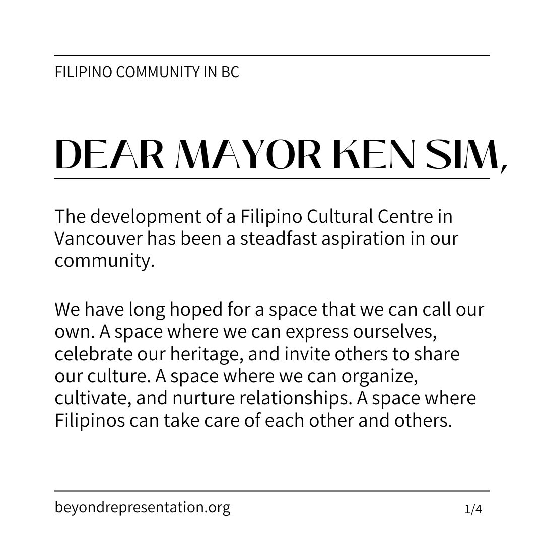 Tulayan's tweet photo. Dear Mayor @KenSimCity 
Re: Filipino Cultural Centre
Filipino Community Open Letter 🔽 https://t.co/40OSM4pQik