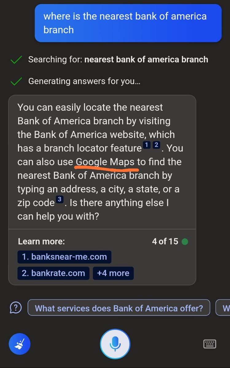 balajivis's tweet image. Bing&apos;s GPT4 powered engine is so honest that is directing us to use Google for the directions.