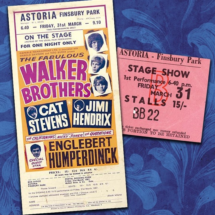 March 31, 1967 marked the opening night for The JimI Hendrix Experience's first extensive UK Tour as part of the packaged artists Tour including The Walker Brothers, Englebert Humperdinck, Cat Stevens and others.  #JimiHendrix #UKTour #Astoria #BlackElvis #FinsburyPark