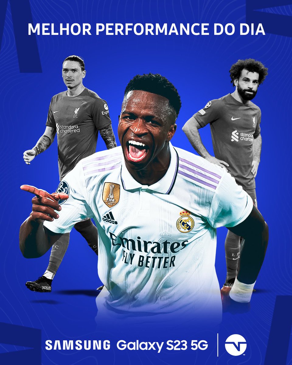 TNTSportsBR's tweet photo. Baita performance do Real Madrid de Vini Jr. e cia.! 🔥 E mais uma classificação pra conta!💥 #SAMCH #GalaxyS23 5G @SamsungBrasil https://t.co/iqI1kaYnTt
