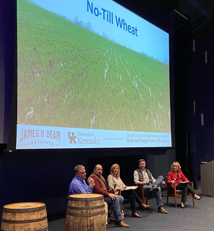 KentuckyCrops's tweet photo. Great conversation about sustainable/regenerative KY grain farms. Thanks to ⁦@beamsuntory⁩ for hosting the panel. ⁦@PetersonFarmsKY⁩ ⁦@USDA_NRCS⁩ ⁦@kywheatheart⁩ ⁦@TheRealKyCorn⁩ 📸’s by Ilka Balk, Seth DeBolt Barbara Hurt ⁦@beam_uky⁩ https://t.co/F0ALlb4qyq
