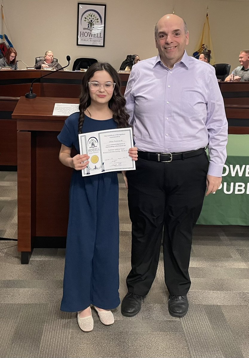 HowellTwpK8's tweet photo. Great job by Chloe Nowascki with her beautiful rendition of our National Anthem at tonight’s Board of Education meeting! #HTPSLearnerSuccess @HowellMemorial https://t.co/eMJutURLoK