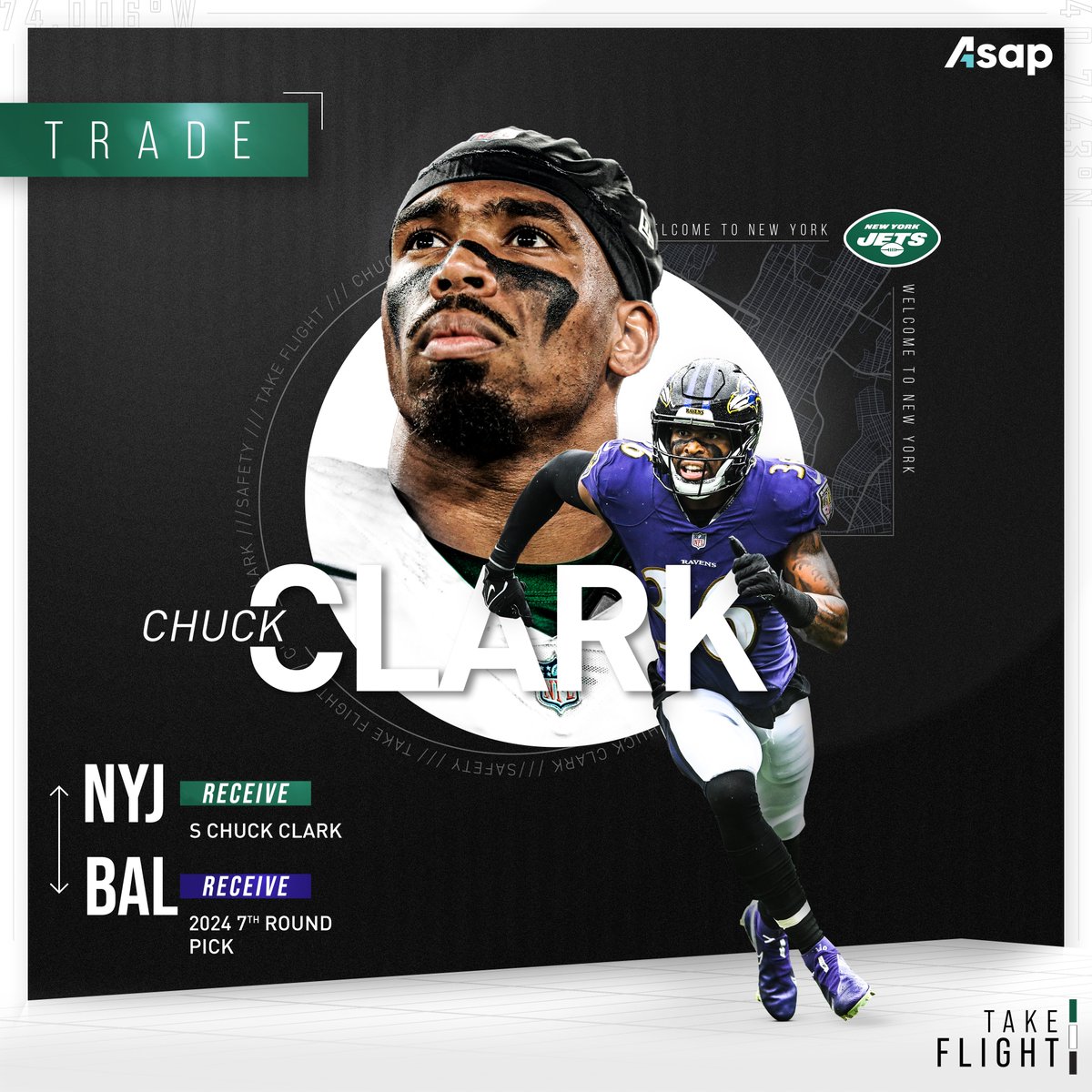 OFFICIAL: <a href="/ChuckC36/">Chuck Clark</a> joins the Green &amp; White ✈

📰: nyj.social/40bDXZO