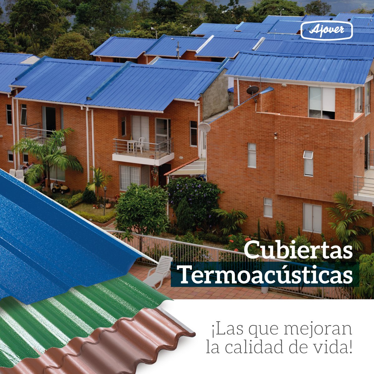 ajover's tweet image. ¡Mejoramos la calidad de vida de los colombianos 👍! 
Creamos espacios seguros con confort térmico y acústico que resiste todos los climas ⛈🌞.