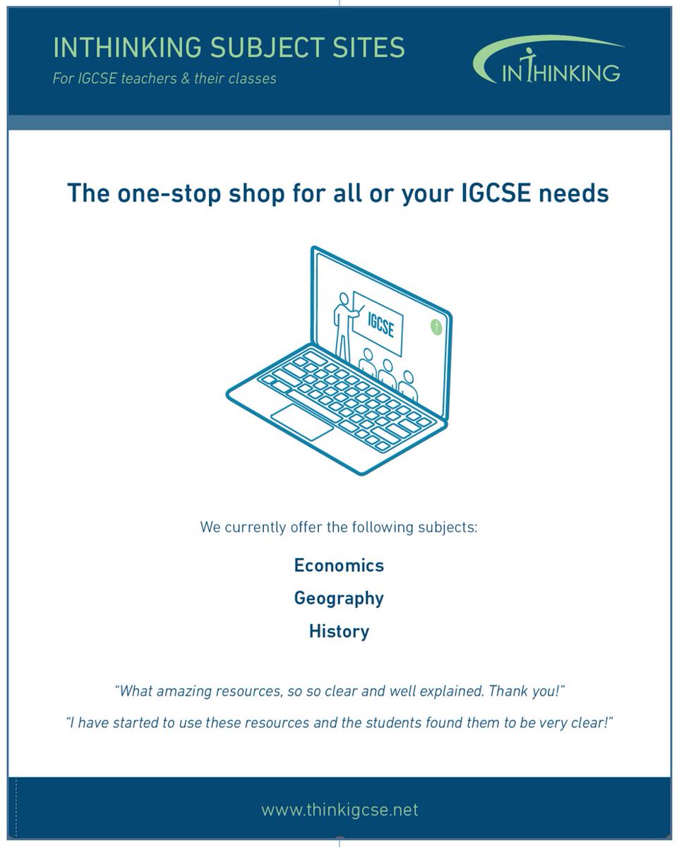 f you teach Cambridge IGCSE, you need to know about ThinkIGCSE at thinkigcse.net - the one-stop-shop for all of your IGCSE needs in Economics, Geography, and History. Don't miss out, find out today!