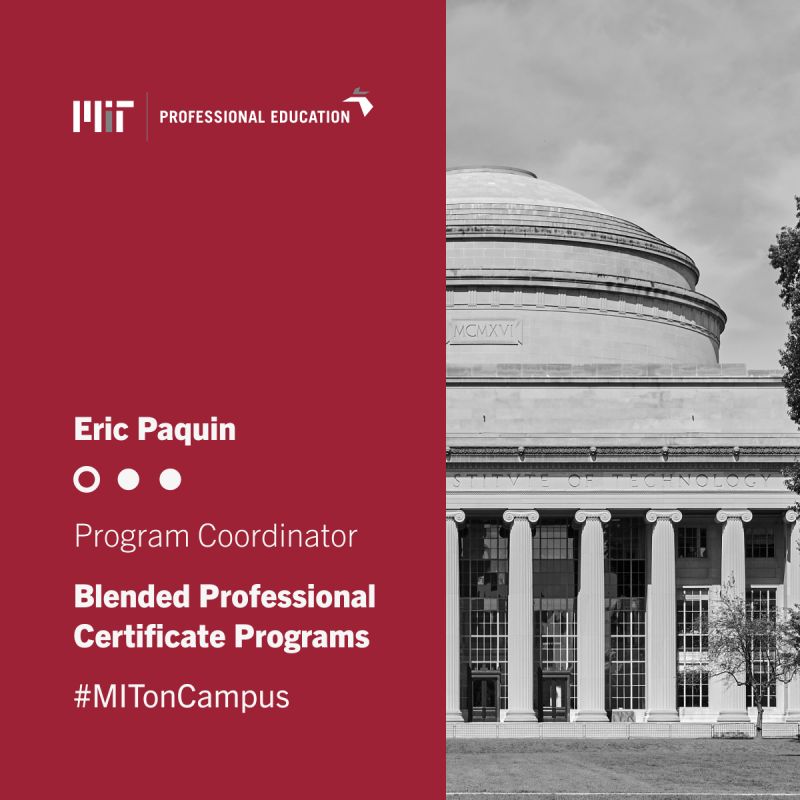 goepic_ie's tweet photo. I am excited to announce my role as a Certificate Coordinator at @MITProfessional  for their #CTO Blended Professional Certificate Program!
I will be supporting the Residential Week at the #MIT campus and offer professional support for the program participants.
#MITonCampus https://t.co/jstmAio5LK
