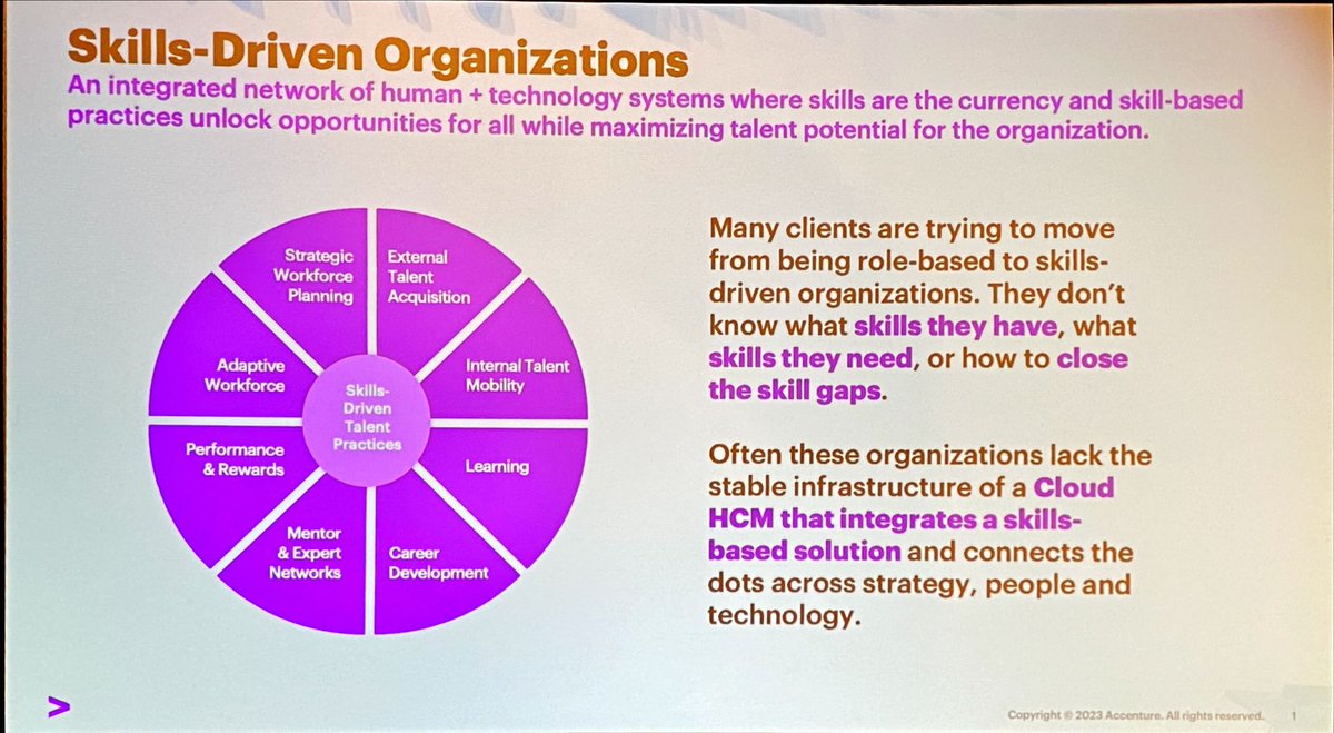 StaciaGarr's tweet photo. ⁦@SusanGoodyer1⁩ of ⁦@Accenture⁩ shares how they approach transitioning to a skills-based org. ⁦@Workday⁩ #wdaysummit https://t.co/AKWQQKG2l0