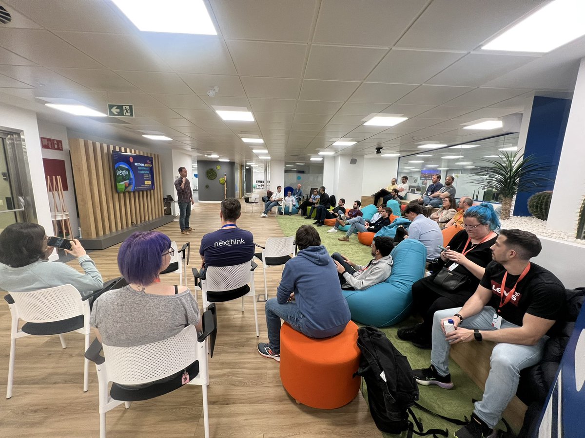 jadziadax's tweet photo. Starting our first Meetup of the year at #nexthink offices in Madrid! 

Thanks to everyone who has attended, helped organize and of course, special
thanks to both of our awesome speakers:  @sdelamo &amp; @eferro, and  to our great nexthinker host @arrayexception

#nexthinklife https://t.co/S4eNeed2QI