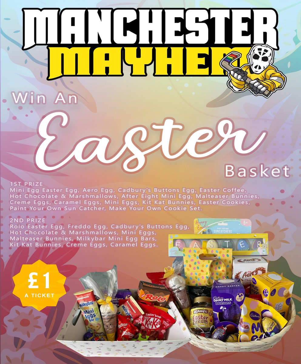 MancMayhemPIHC's tweet image. Our Easter Raffle is back! Can help raise funds for the Mayhem &amp;amp; have a chance to win 1 of 2 hampers!

raffall.com/336231/enter-r…

Good luck all 🤞🤞
@BSTradingCards @PLS_Solicitors @HaganovaPhoto @PrideTape @WeAreVHUK