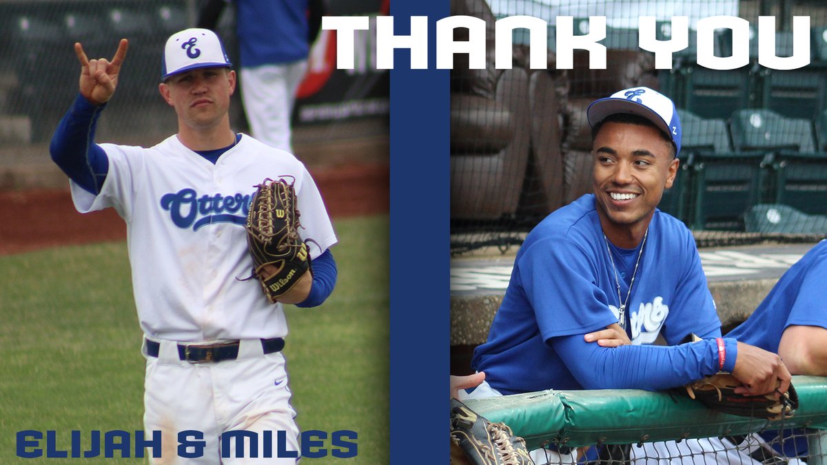 EvilleOtters's tweet photo. Don't cry because it's over. Smile because it happened.

We would like to congratulate outfielders Elijah MacNamee and Miles Gordon as they move away from their baseball playing careers. Thank you both for everything you did for Evansville! 💙

More here: https://t.co/iSogWsgR6s https://t.co/YQzcBJmlp9