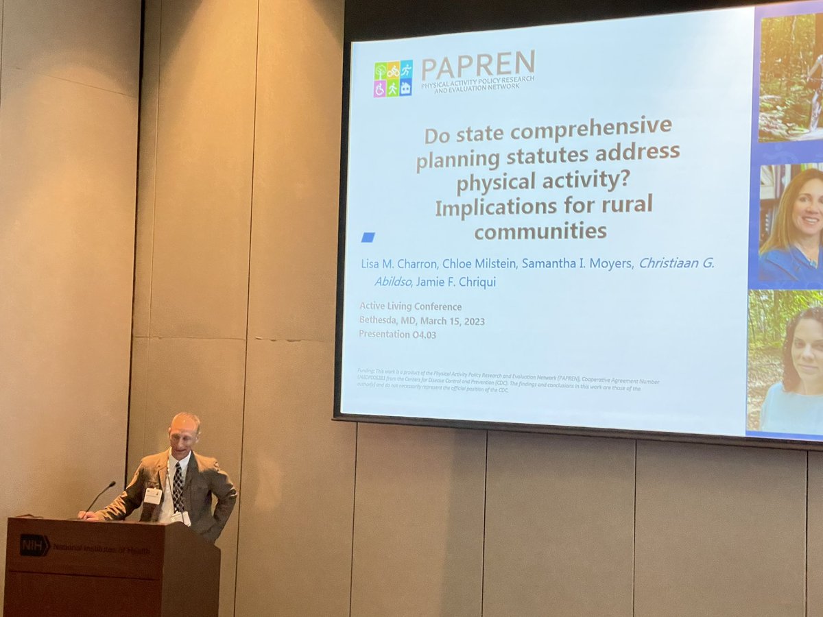 jfchriqui's tweet photo. Great to see @walkbikemgw presenting @PAPREN1 work “Do State Comprehensive Planning Statutes Address Physical Activity?: Implications for Rural Communities!” at the Active Living Conference. #ActiveAtALC https://t.co/8tfg8CCQOm