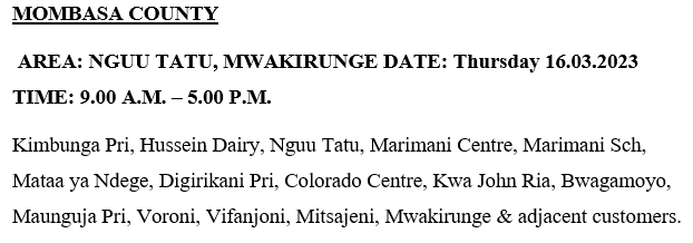 Good evening . Please find the area scheduled for maintenance tomorrow, 16th March 2023.^RM