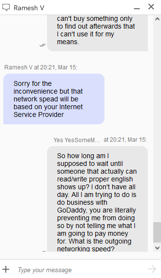 subspecs's tweet photo. @GoDaddy @GoDaddyHelp @GoDaddyUK 
I have no words guys, if you think cheaping out by hiring indian tech support was a great idea, may god bless you, but  I won't. Still illegal in EU, and no it's not stated/listed on the site either. Need to buy first to find out it seems. -_-
3) https://t.co/e1SHr6fTcg
