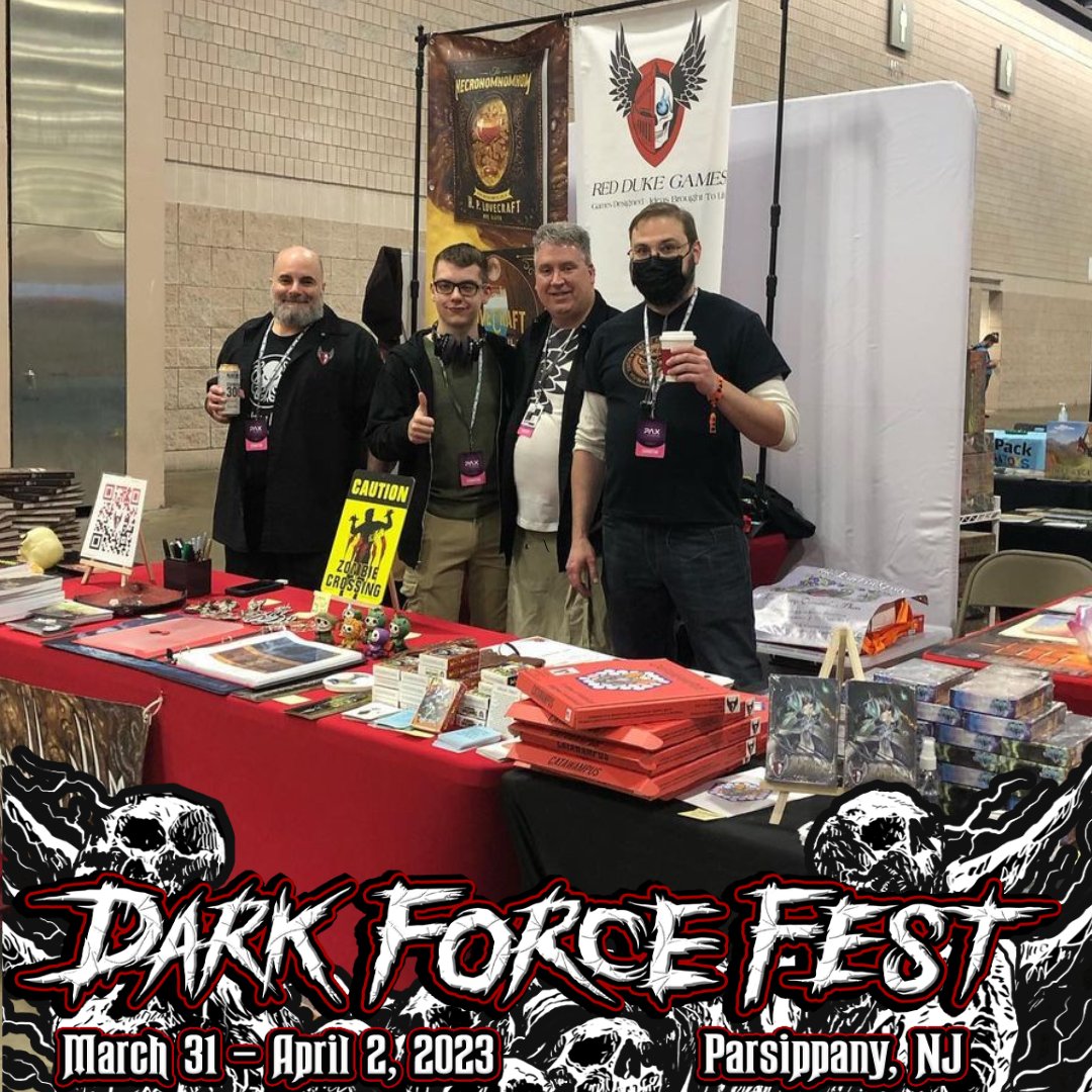 darkforcefest's tweet photo. Vendor Feature: @thenecronomnomnom
Games! Books! Gaming supplies! Creators of The Necronomnomnom. Always working on new games and stories. Keep it nerdy with Red Duke Games!
#DarkForceFest #VampireFreaks #GothFestival #GothFest #NewJersey #Goth #Emo #Parsippany https://t.co/9fwhLOcWbO