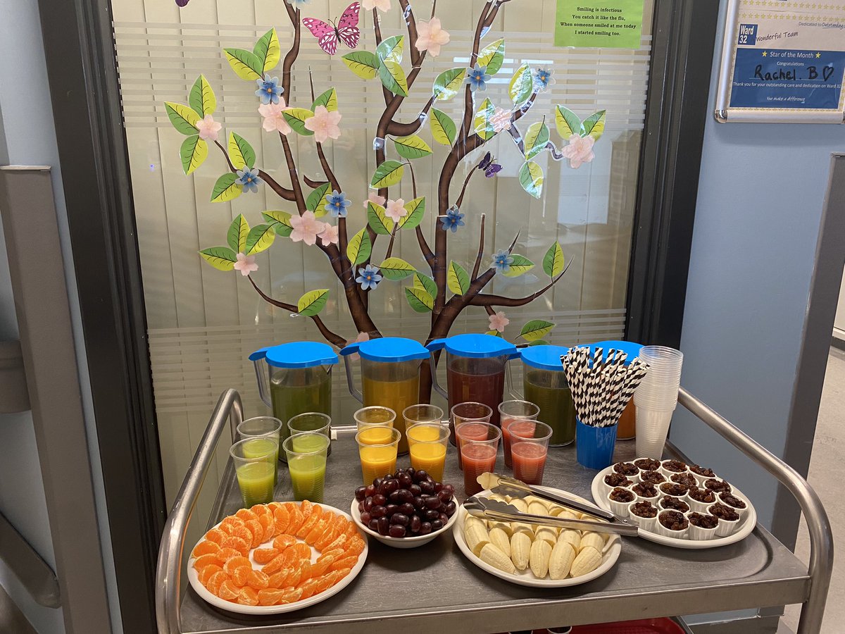 FranDifuria's tweet photo. Today on Ward 32 we offered smoothies and more fruit to our patients for a nutritious and hydrating drink/snack. We also have a fab display on show! @MarieSissons1 @trevorhammond10 @SFH_Dietitians #nutritionandhydrationweek2023 https://t.co/lSObHsUlZZ